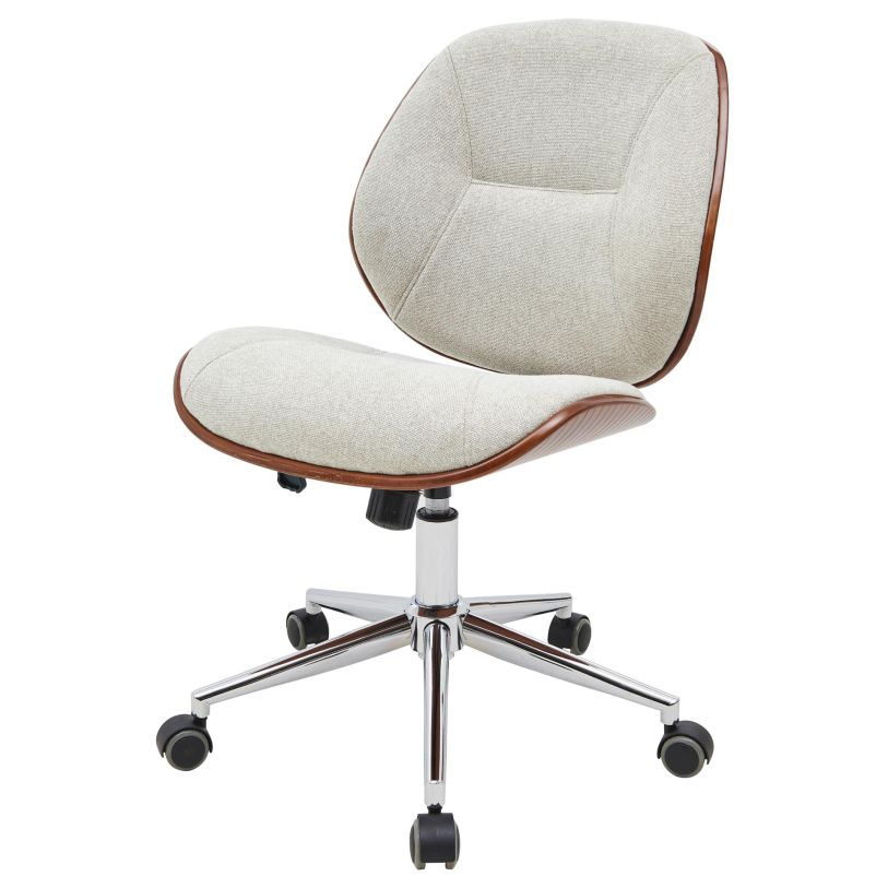 NPD Shaun KD Fabric Bamboo Office Chair, Havana Linen/Walnut 1160032-406WL