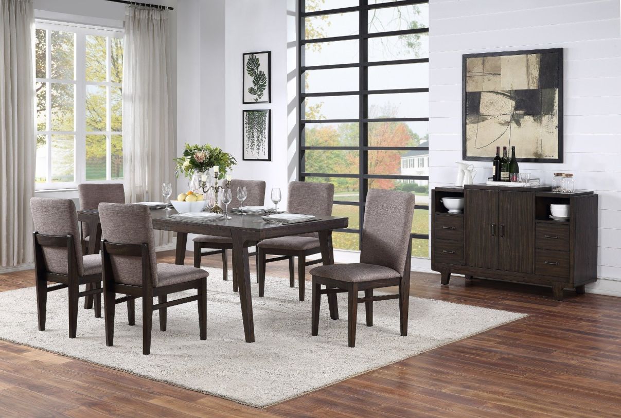 Alpine Furniture Olejo 7-Piece Rectangular Dining Table Set in Chocolate