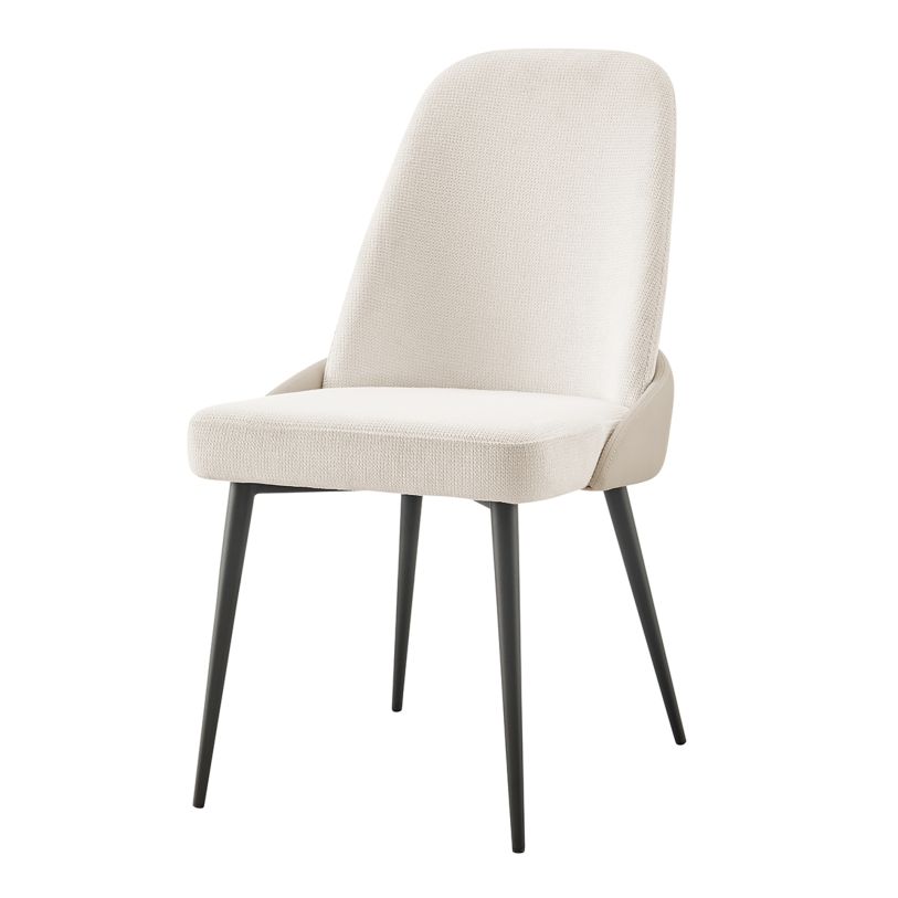 NPD Elodie KD Fabric/PU Dining Side Chair, Brompton Ivory/Venice Cream (Set of 2) 4400081-6549