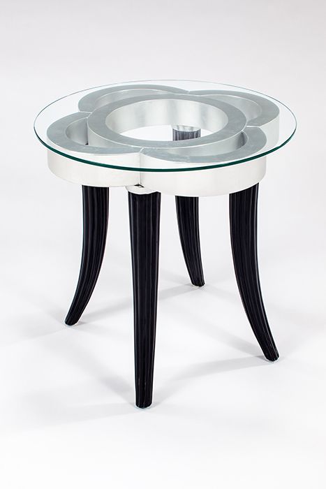 Artmax End Table with Glass in Silver 4441-ET1