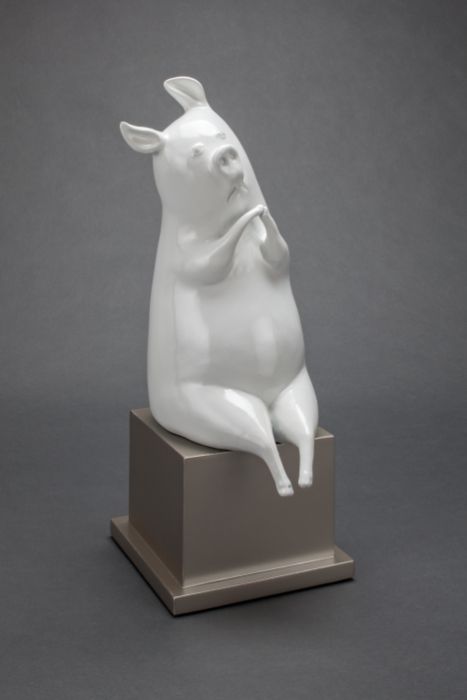 Artmax Sculpture Funny Piggie I in White 4485-AD1