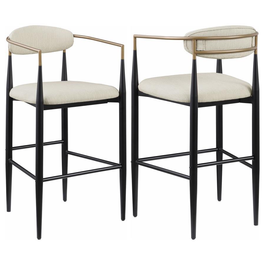 Tina – Metal Pub Height Bar Stool With Upholstered Back And Seat (Set of 2)