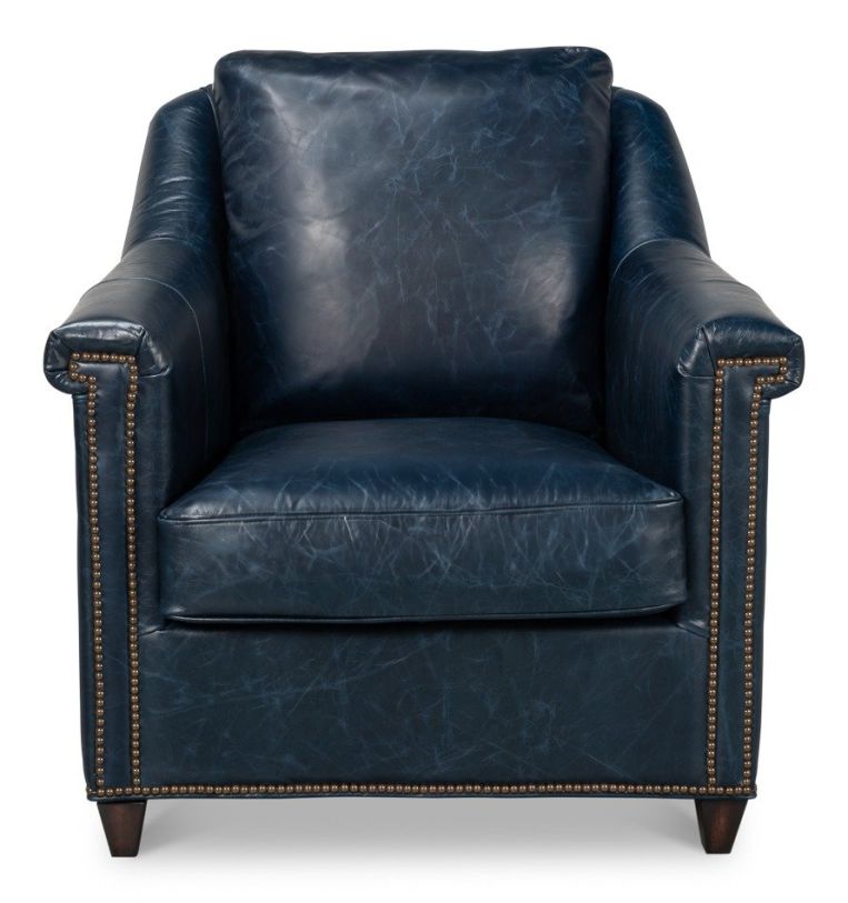 Sarreid Ltd. Vandike Arm Chair in Chateau Blue 54194