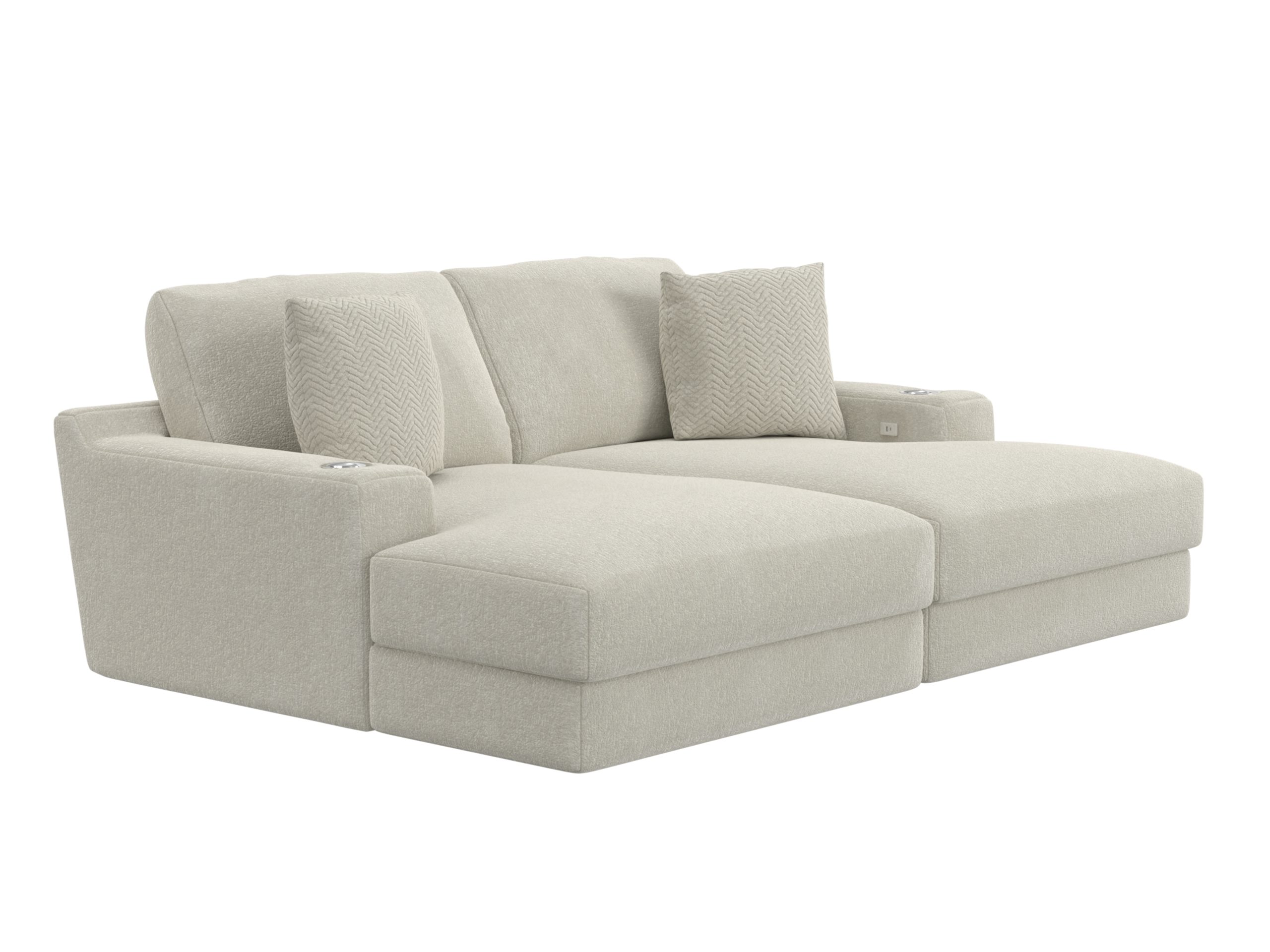 Casual 2-Piece Sectional Chaise with USB Port