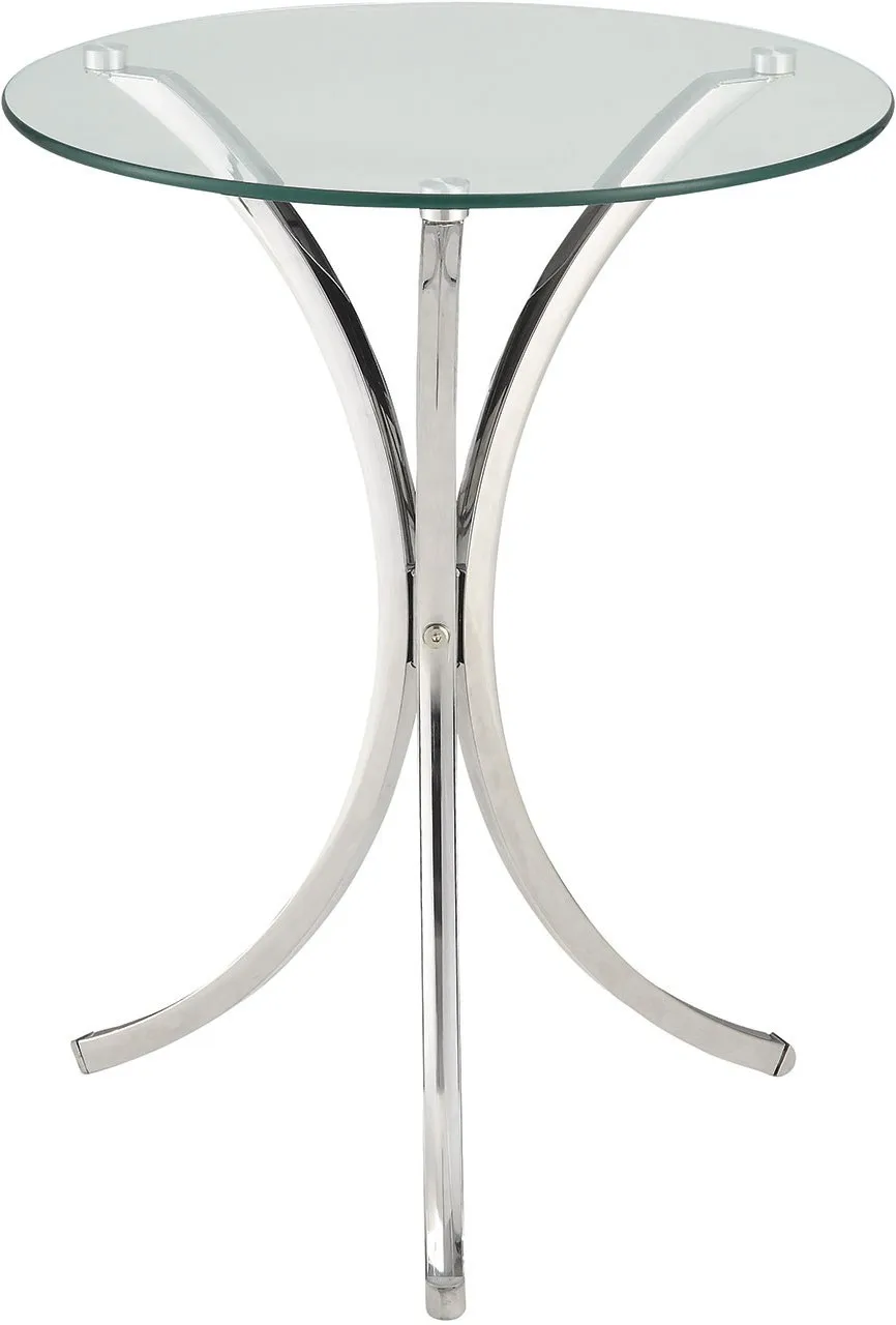 Eloise Round Accent Table Curved Legs Chrome