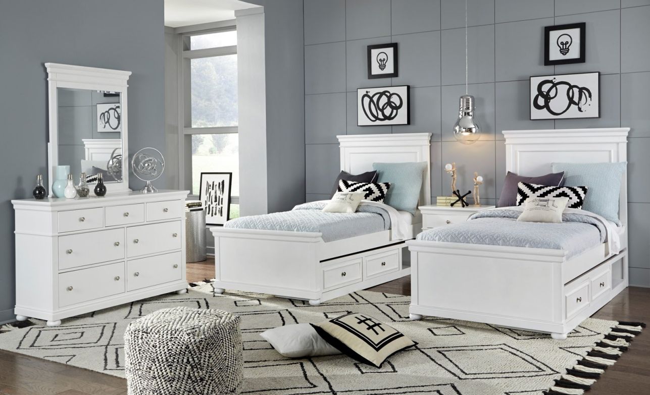 Legacy Classic Kids Canterbury 4pc Panel Bedroom Set in Natural White