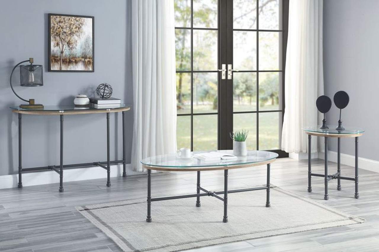 Brantley – End Table – Clear Glass & Sandy Gray Finish