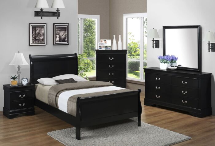 Lacy Sleigh Black Bedroom Set – T/F