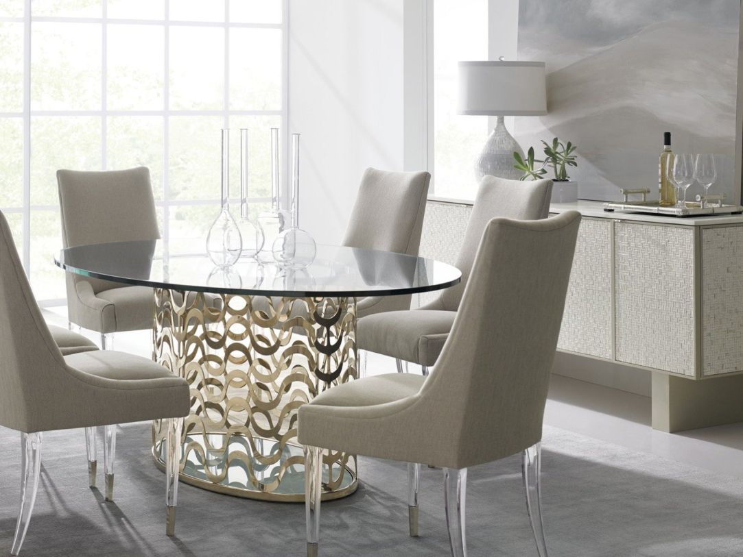 Caracole Classic 5-Piece Around The Reef Round Dining Room Set in Neutral Metallic  PROMO