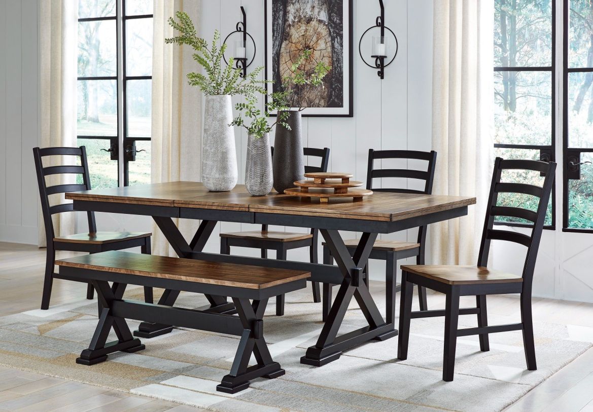 Wildenauer 6-Piece Casual Dining Room Set in Brown/Black