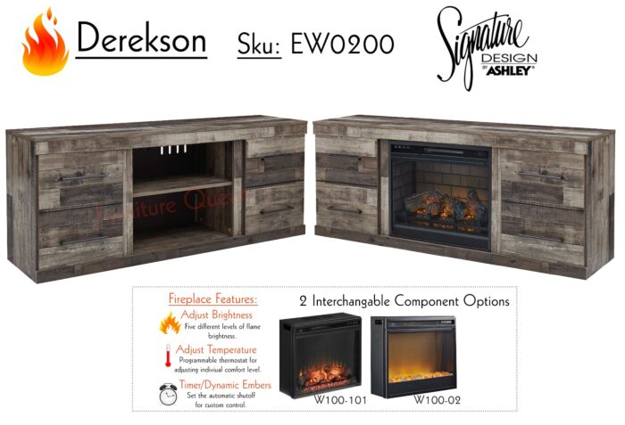 **Flash Sale** Derekson Large TV Stand – Opt. Fireplace (60″ W) – Only 1 at this price!