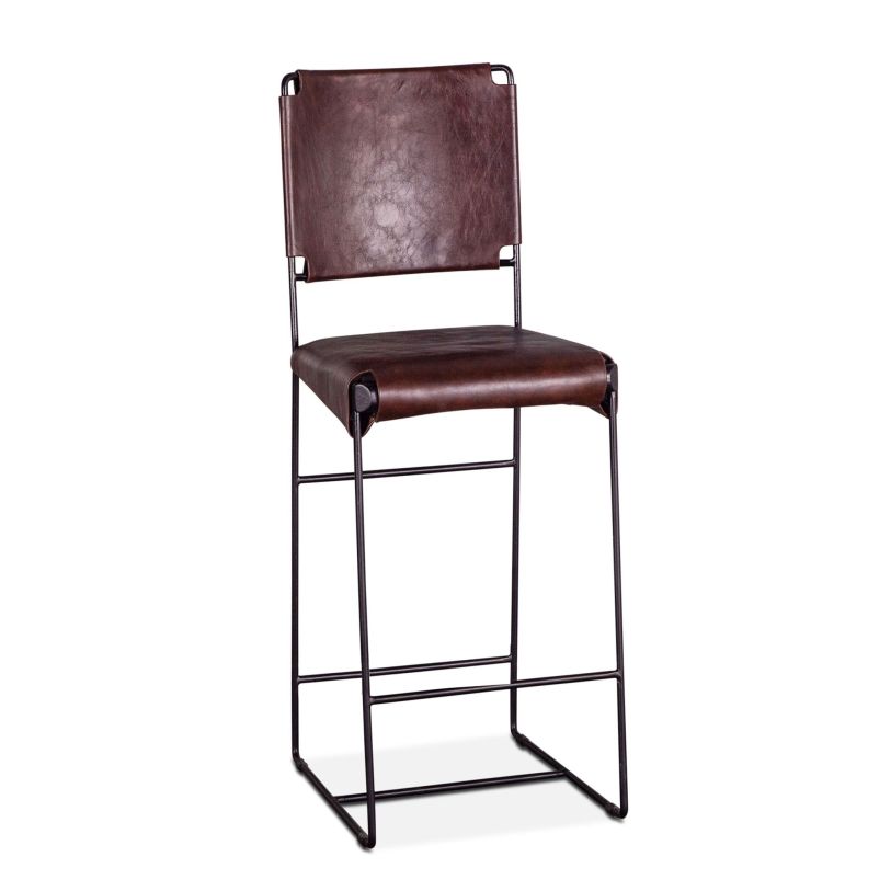 HTD New York 17″ Bar Chair in Chocolate Leather FNY-BC18-CH-GG