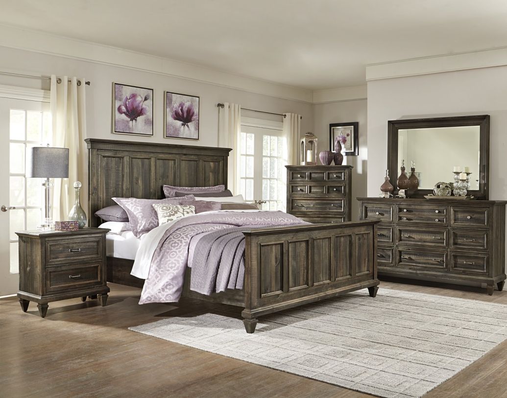 Emma Mason Signature Kenna 4-Piece Panel Bedroom Set in Weathered Charcoal