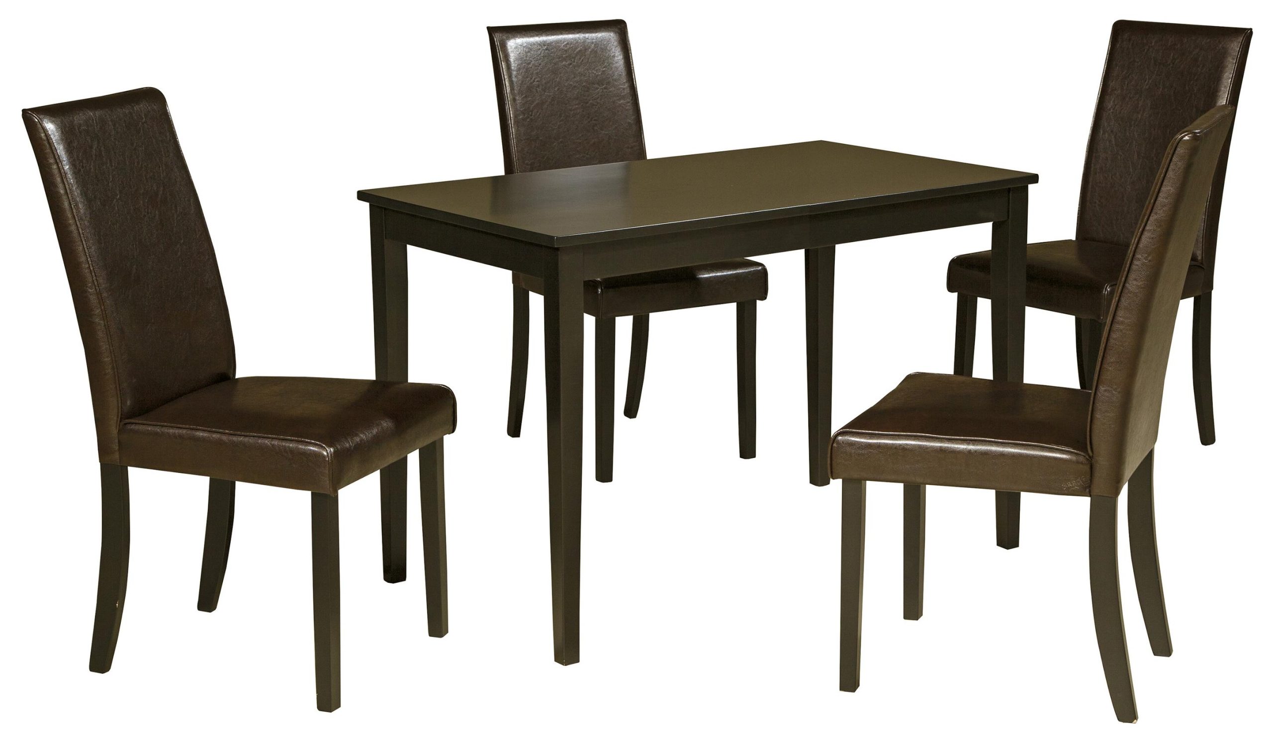 5-Piece Rectangular Table Set with Brown Chairs