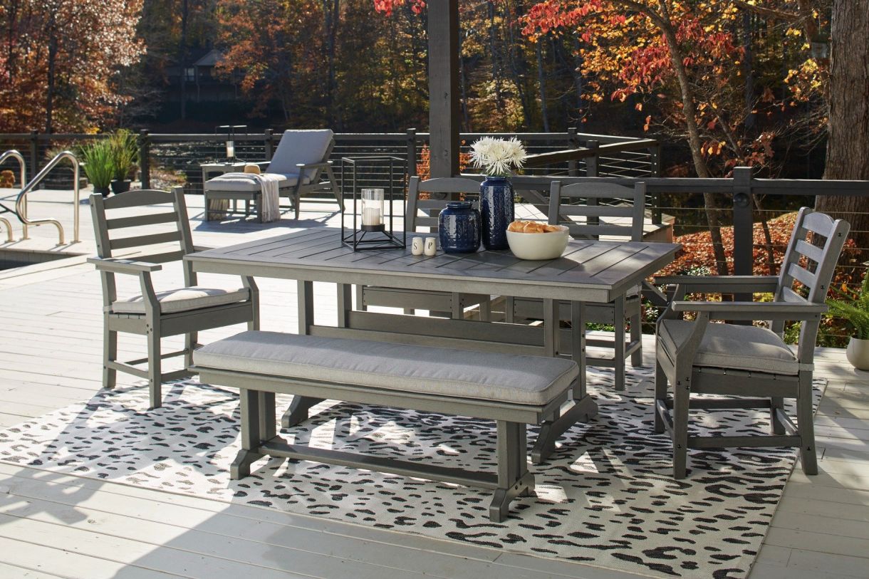 Visola 6-Piece Outdoor Rectangular Dining Table Set in Gray