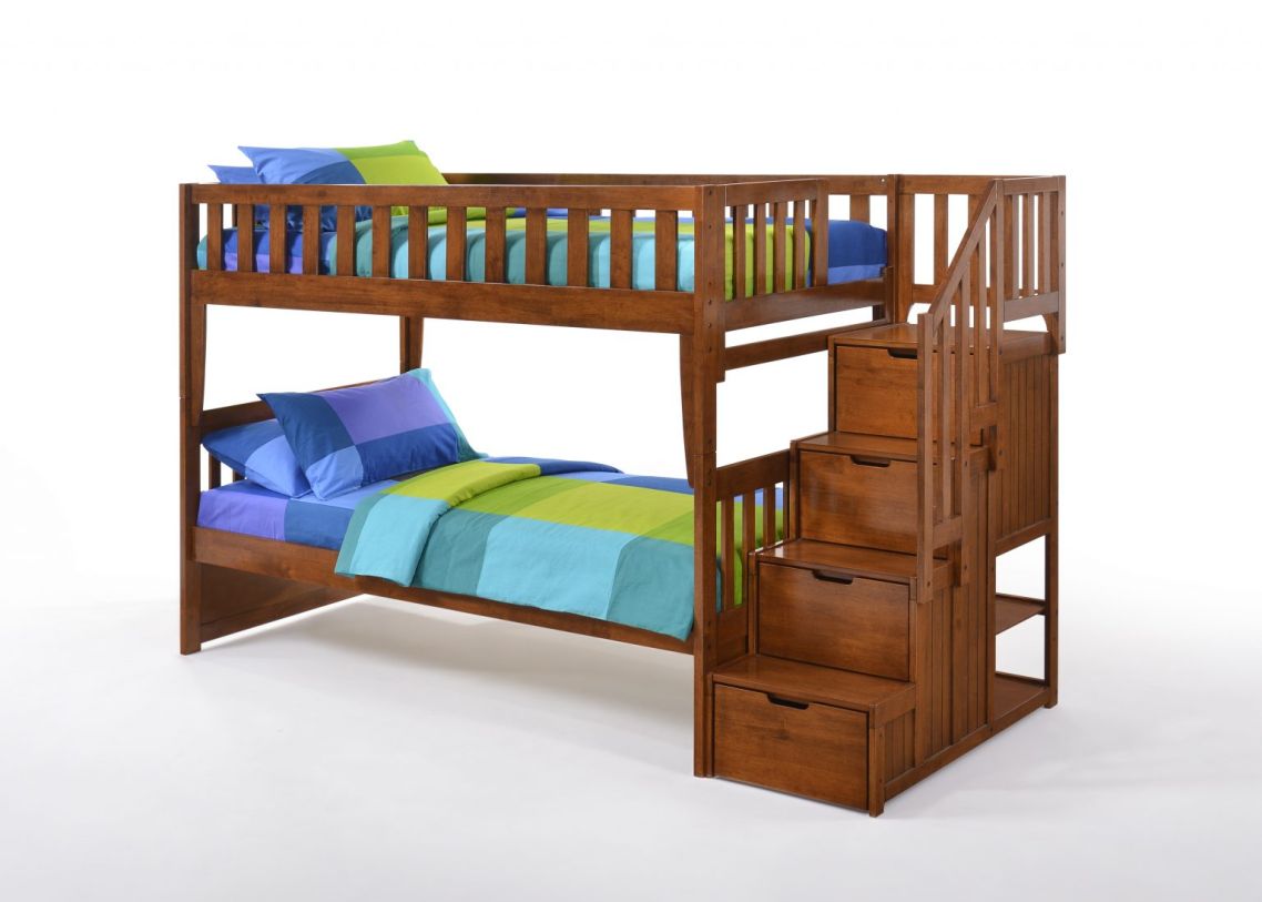 Night & Day Peppermint Twin/Twin Staircase Bunk Bed in Cherry PEP-T/T-CH