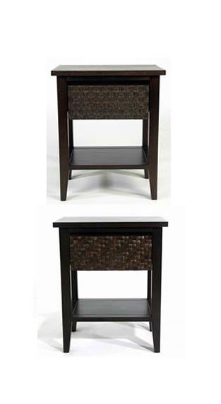 Indo Puri Chelle Cocoshell Weave Side Table in Espresso