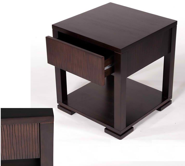 Indo Puri Garis Square Side Table in Espresso