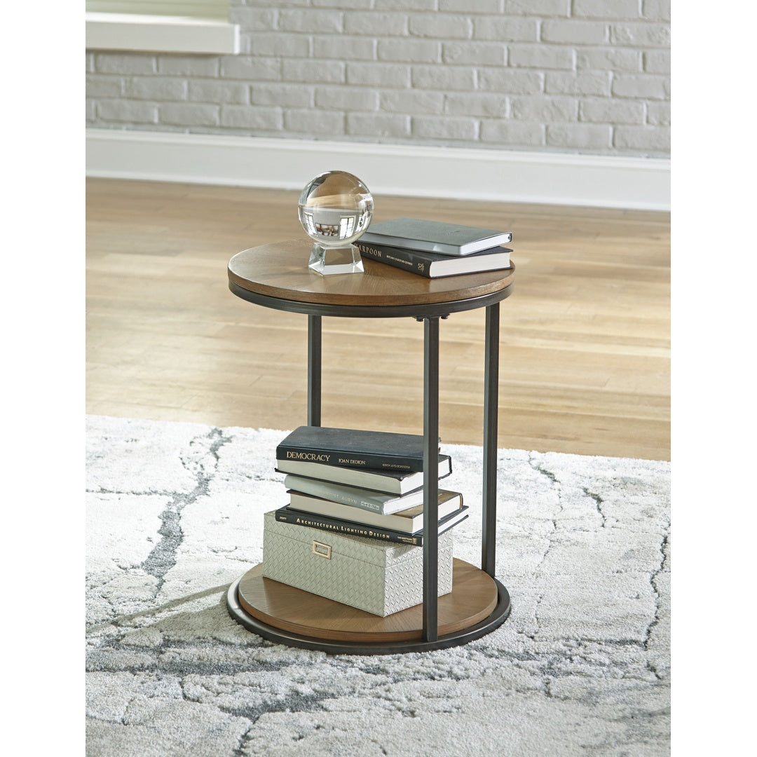 Ashley Fridley Round End Table – Brown/Black