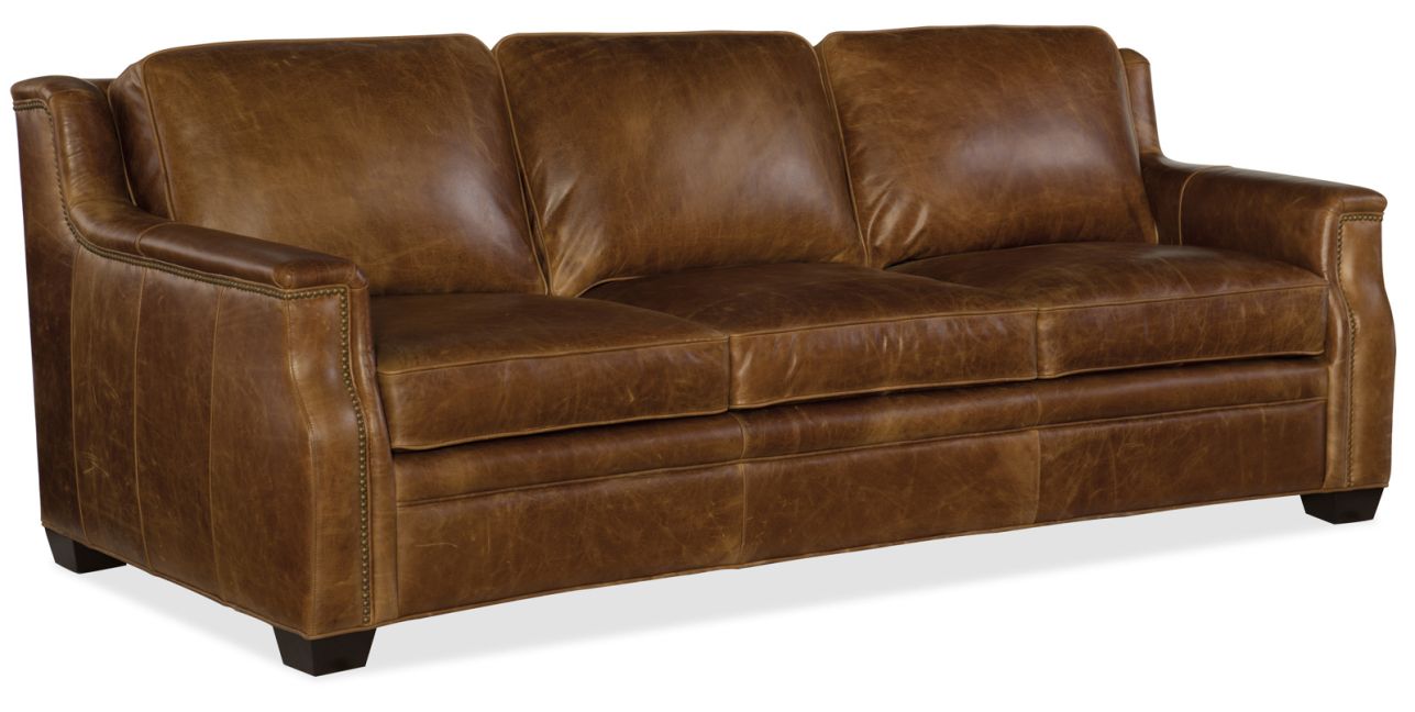 Hooker Furniture Yates Stationary Sofa in Natchez Brown SS519-03-087